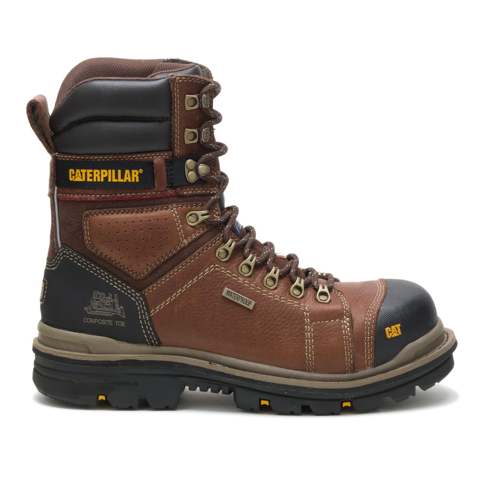 Caterpillar Boots South Africa - Cat Men's Hauler 8" Waterproof Composite Toe Csa Work Boots Brown JO8791453